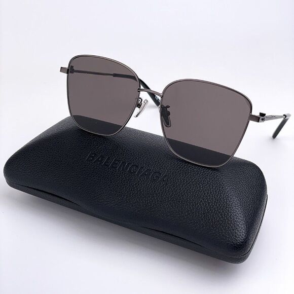 NEW Balenciaga BB0165SA 001 Black/Gray Square Metal Women Sunglas - Picture 1 of 10
